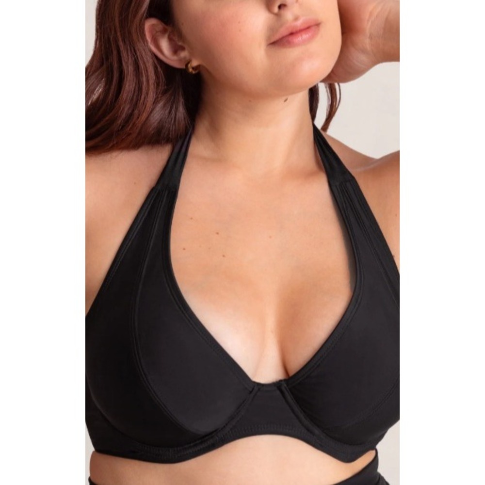 Shapermint Essentials Full Coverage Halter Bikini Top Black XL
